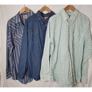 Wrangler/Ely Cattleman Western Bundle- Men's 3 button up shirts- size Large/XL